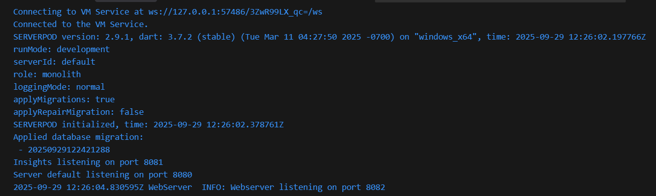 First launch Server logs